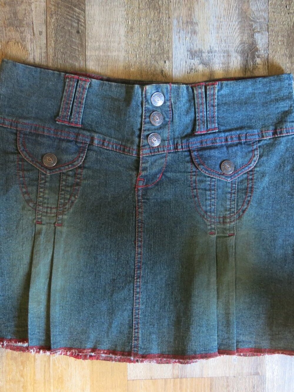 Vintage Y2k Denim Mini Skirt Gasoline